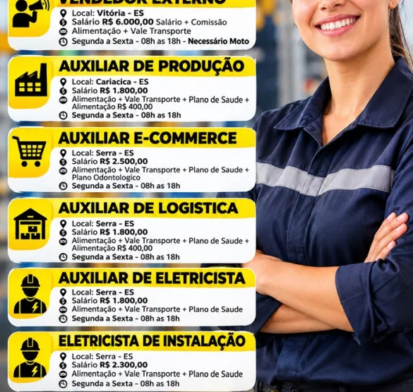 EMPRESAS ABREM VAGAS DE EMPREGO