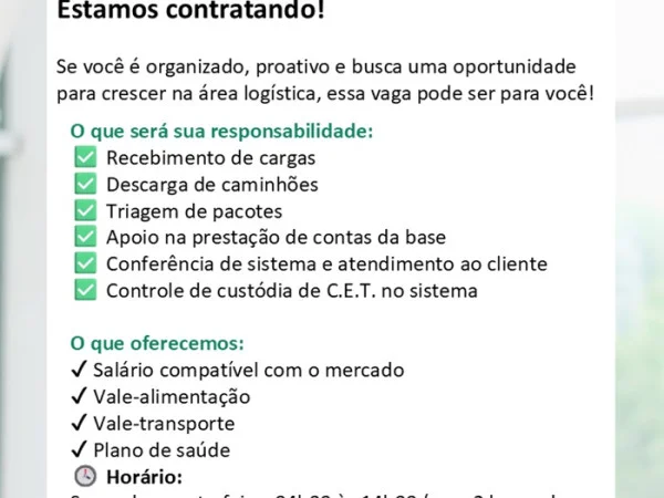 VAGA DE OPERADOR LOGÍSTICO