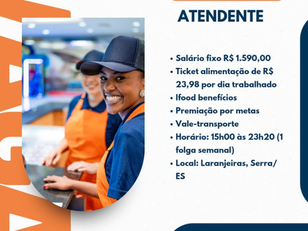 VAGA DE ATENDENTE SEM EXPERIÊNCIA