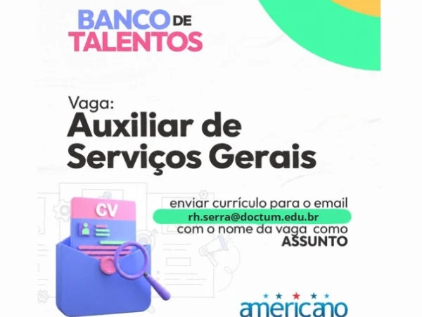 OPORTUNIDADE DE EMPREGO – AUXILIAR DE SERVIÇOS GERAIS