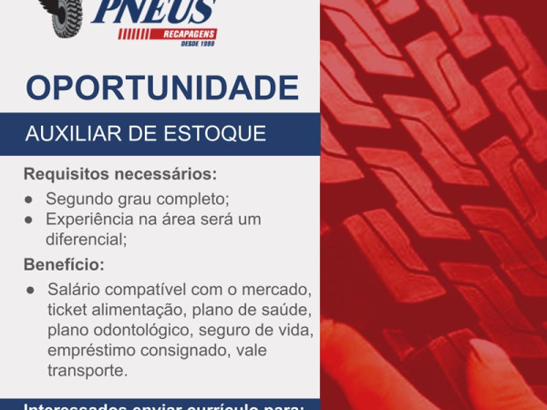 Mega Pneus contrata Auxiliar de Estoque
