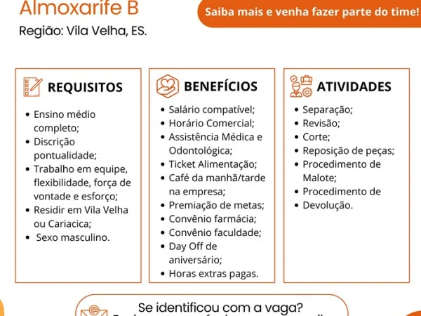 VAGA DE ALMOXARIFE B