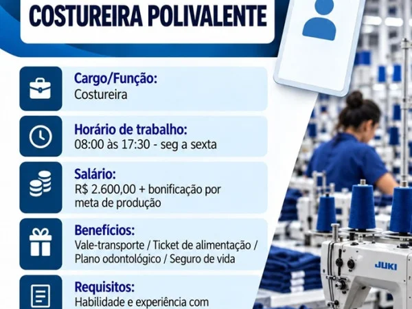 04 VAGAS - COSTUREIRA POLIVALENTE