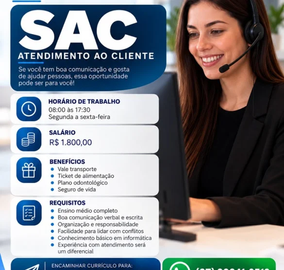 VAGA PARA SAC (ATENDIMENTO AO CLIENTE)
