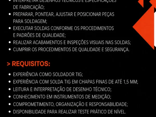 Grupo Musso contrata Soldador TIG