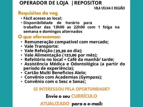 Cobasi contrata Operador de Loja – Repositor