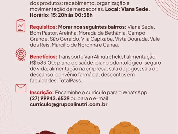 Grupo Alinutri contrata Auxiliar de Armazém