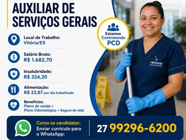 VAGA PCD - AUXILIAR DE SERVIÇOS GERAIS