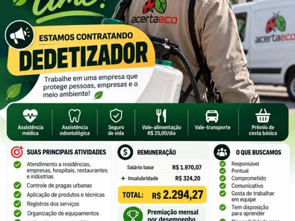 VAGA PARA DEDETIZADOR