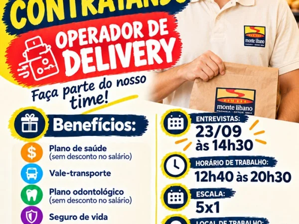 Padaria Monte Libano contrata Operador de Delivery