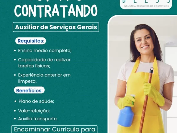 Bless Cosméticos contrata Auxiliar de Serviços Gerais