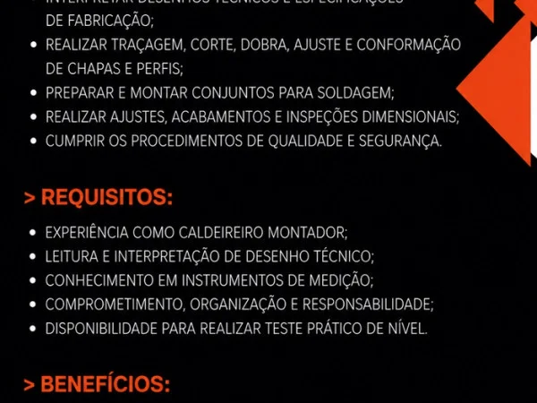 Grupo Musso contrata Caldeireiro Montador