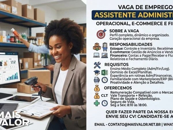 Assistente Administrativo - Operações, E-commerce e Financeiro