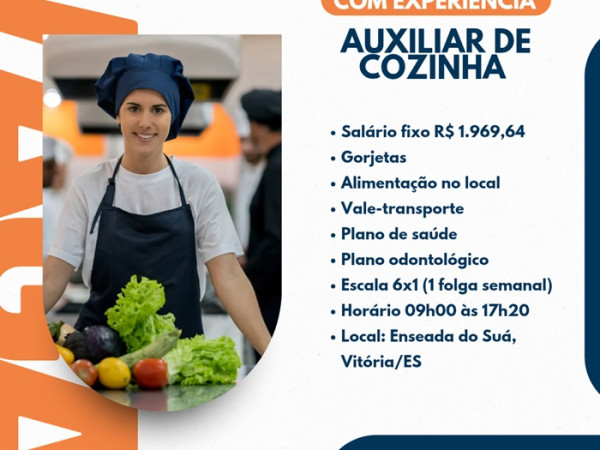 VAGA DE AUXILIAR DE COZINHA