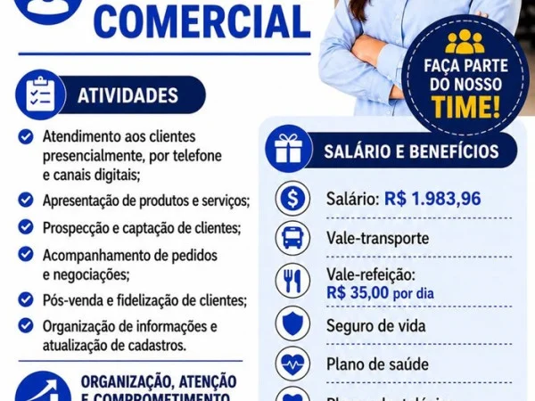 Vaga para Atendente Comercial