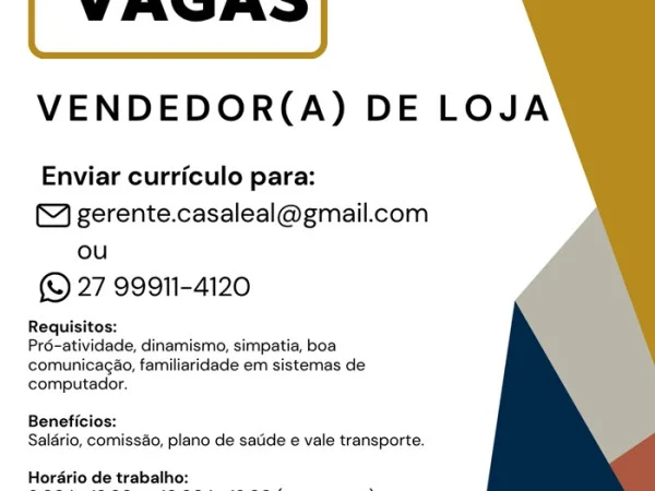 VAGA DE VENDEDOR(A) PARA PAPELARIA
