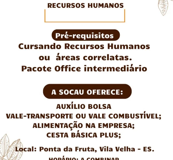 Socau abre Vaga para Estagiário de Recursos Humanos