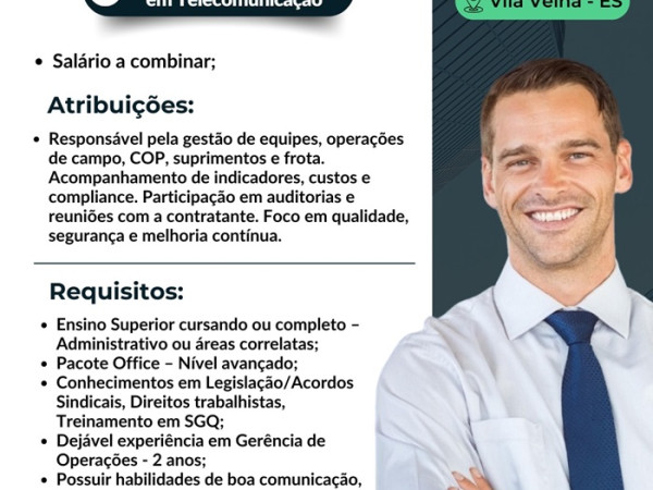 GERENTE OPERACIONAL EM TELECOMUNICAÇÃO