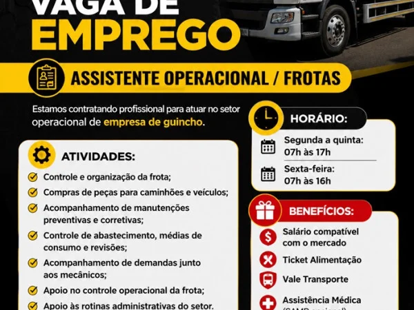 Vaga para Assistente Operacional / Frotas