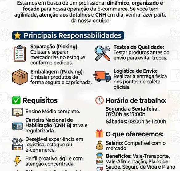 Vaga para Auxiliar de Logística (Foco em E-commerce)