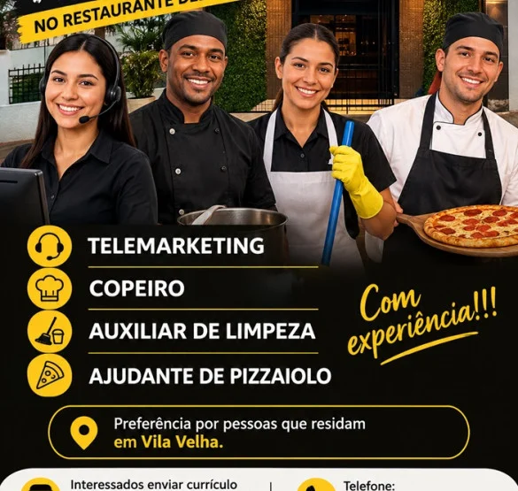 Restaurante Delira abre novas vagas de Emprego