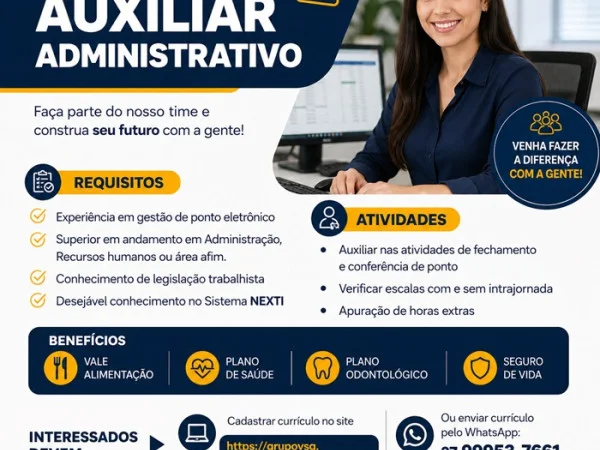 VAGA PARA AUXILIAR ADMINISTRATIVO