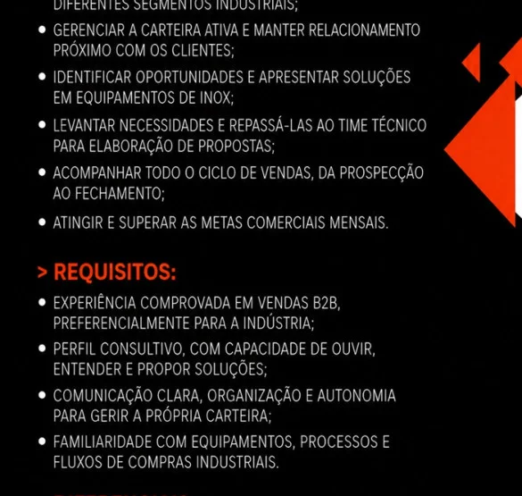 Grupo Musso contrata Vendedor Técnico