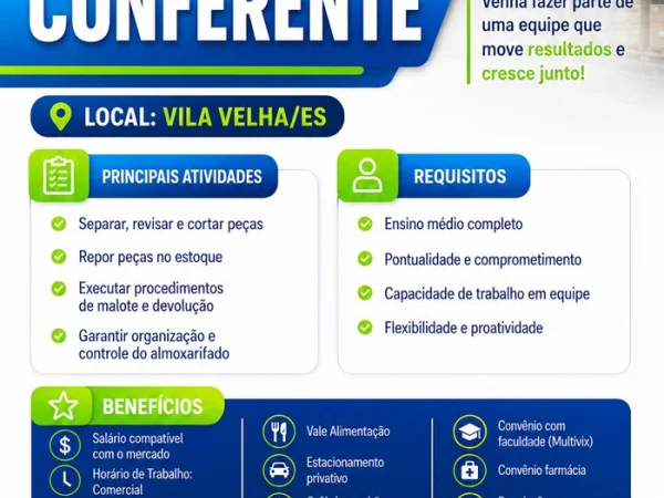 VAGA PARA CONFERENTE
