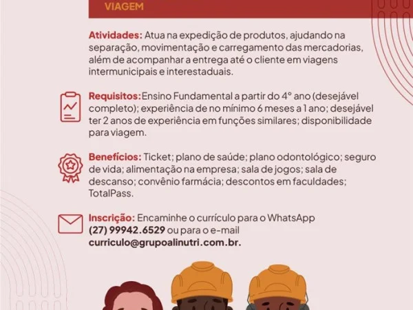 Alinutri contrata Auxiliar Operacional Logístico
