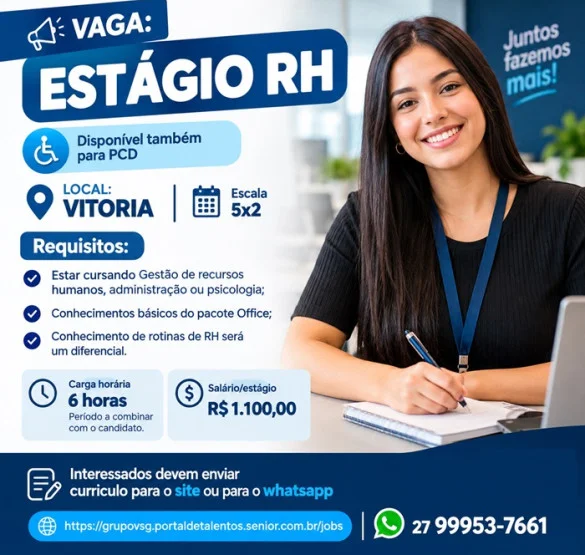 VAGA PARA ESTÁGIO DE RH