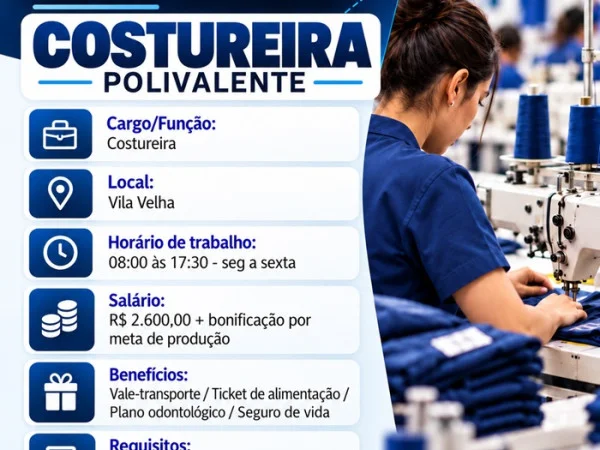 03 VAGAS - COSTUREIRA POLIVALENTE