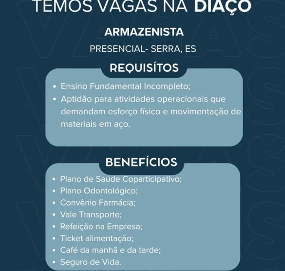 DIAÇO contrata Armazenista