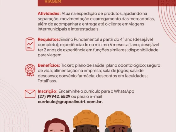 Alinutri contrata Auxiliar Operacional Logístico