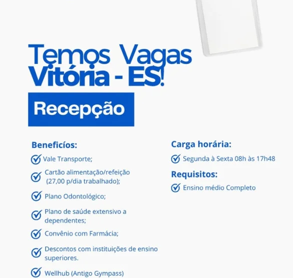 VAGA PARA RECEPÇÃO