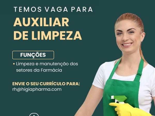 Hígia Pharma contrata Auxiliar de Limpeza