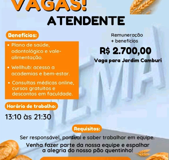 Vaga para Atendente | Jardim Camburi