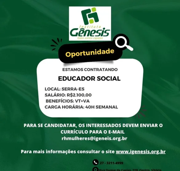 Vaga para Educador Social