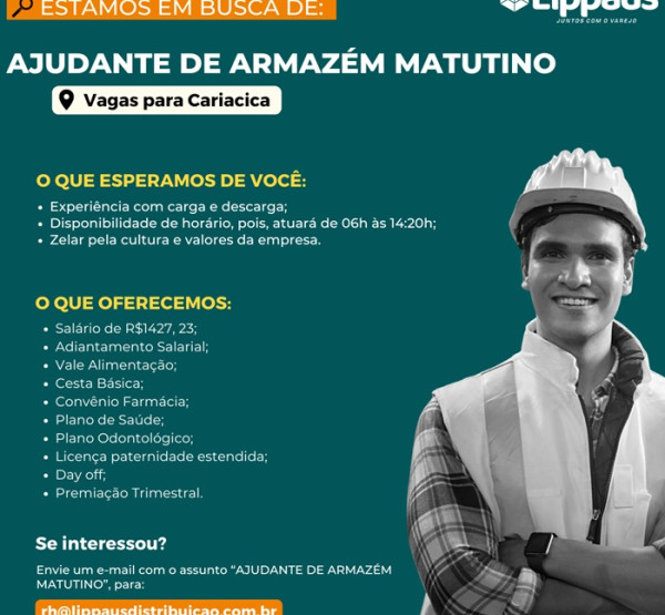 Lippaus contrata Ajudante de Armazém Matutino