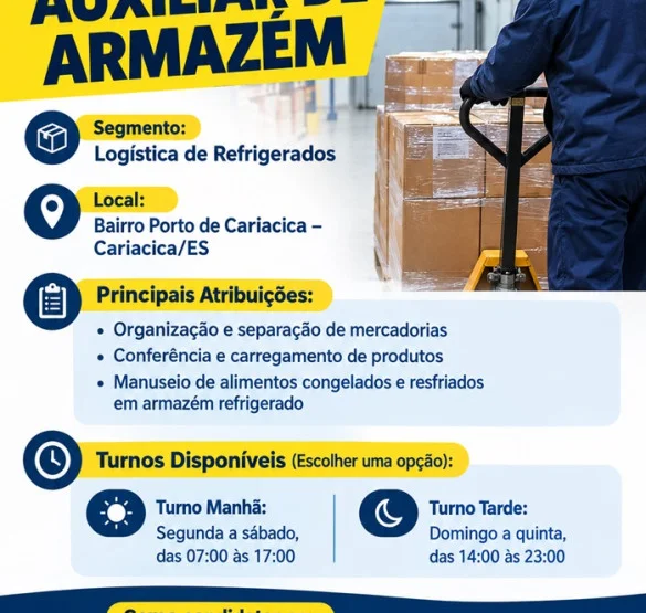 VAGA DE AUXILIAR DE ARMAZÉM