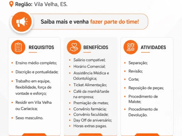 VAGA PARA ALMOXARIFE B