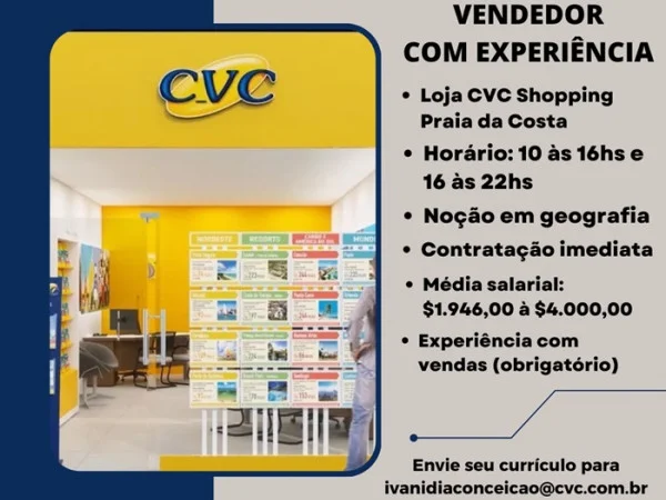 Vaga para Vendedor(a) – CVC | Shopping Praia da Costa