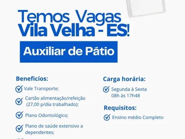VAGA PARA AUXILIAR DE PÁTIO