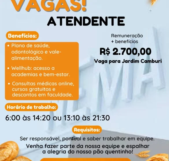 Vaga para Atendente | Jardim Camburi
