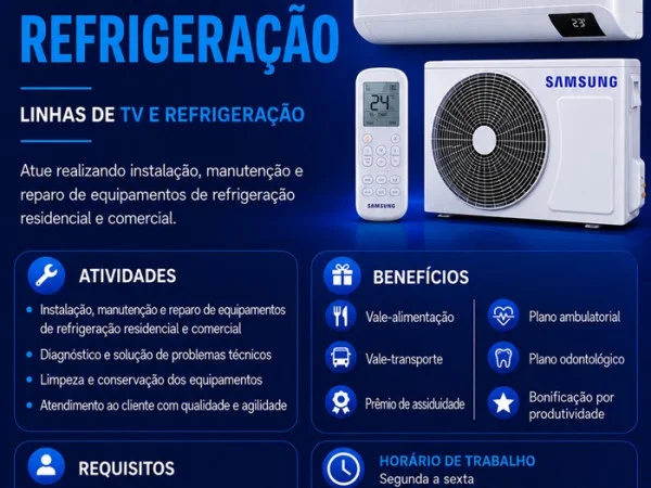 Samsung Smart Center contrata Técnico de Refrigeração