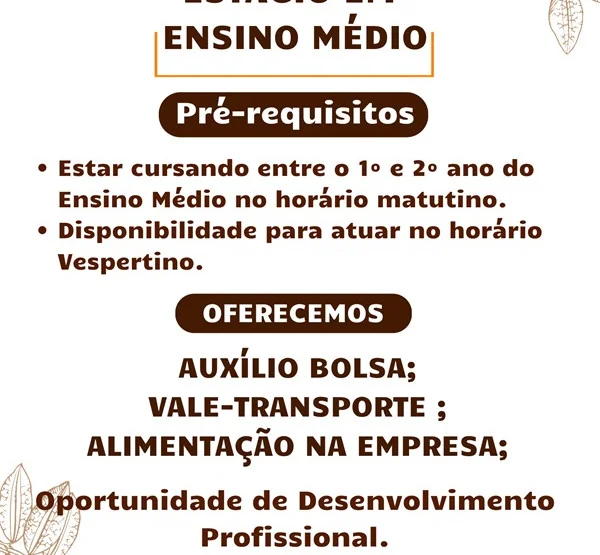 SOCAU abre vaga de Estágio em Ensino Médio