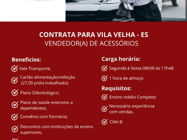 FIAT PODIUM CONTRATA VENDEDOR(A) DE ACESSÓRIOS