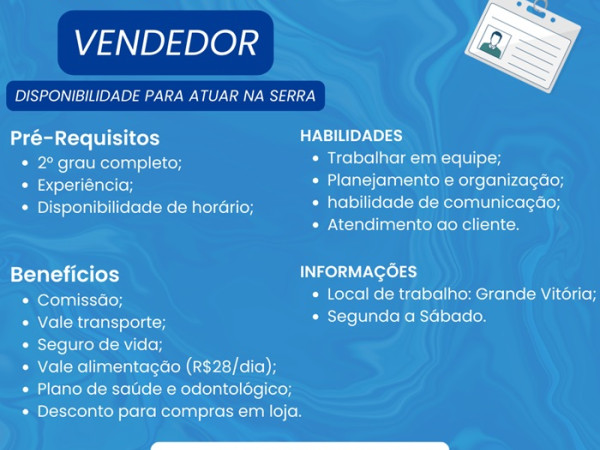 VAGA DE VENDEDOR (SERRA)